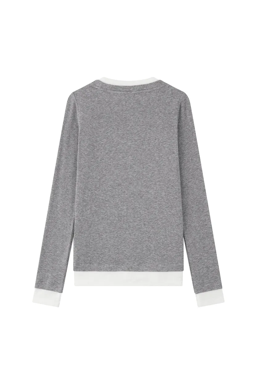 Hedi Wool Blend Layered Top - Grey