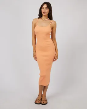 Henley Knit Midi Dress Orange