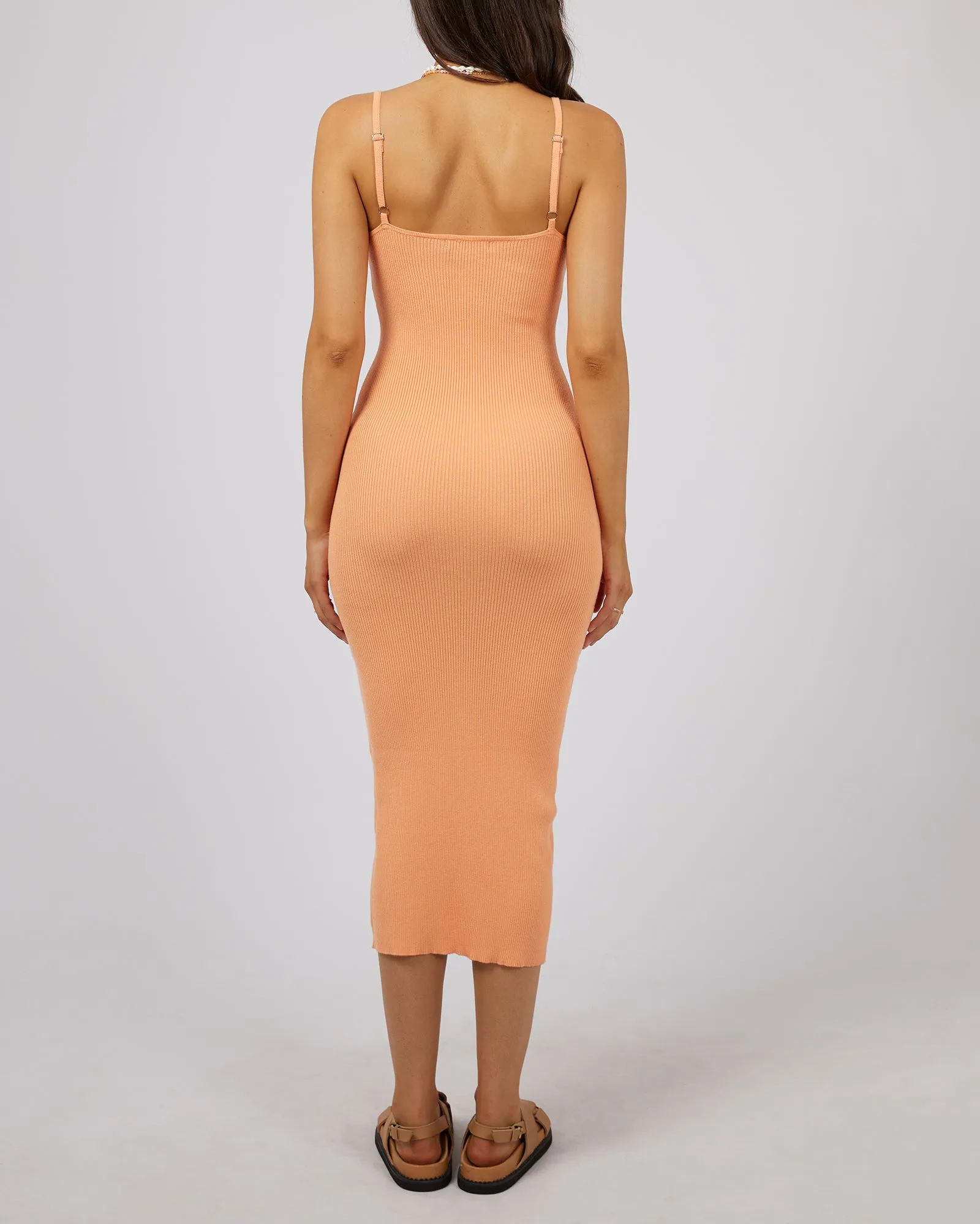 Henley Knit Midi Dress Orange