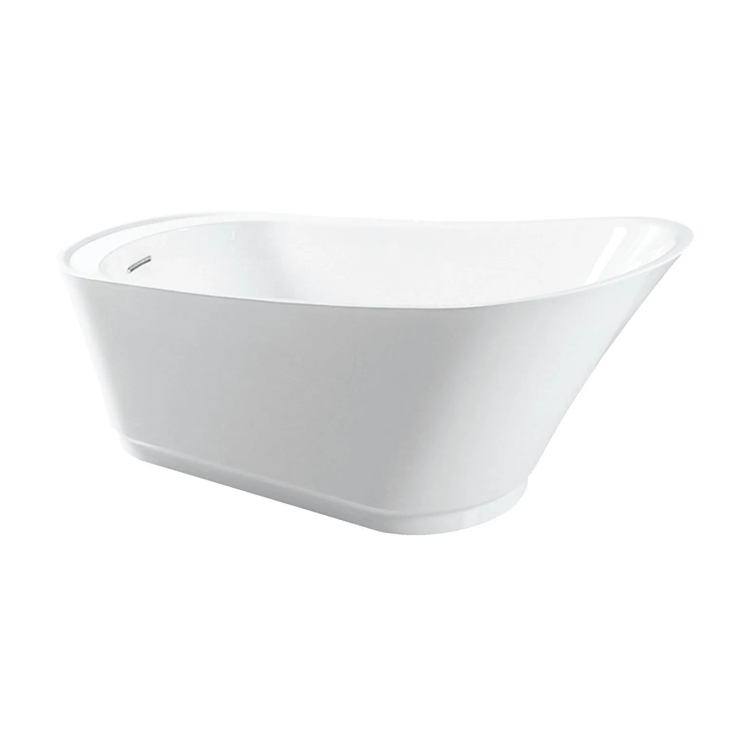 Kingston Brass VTRS592826 60 Acrylic Oval Single Slipper Freestanding Tub with Drain, Glossy White