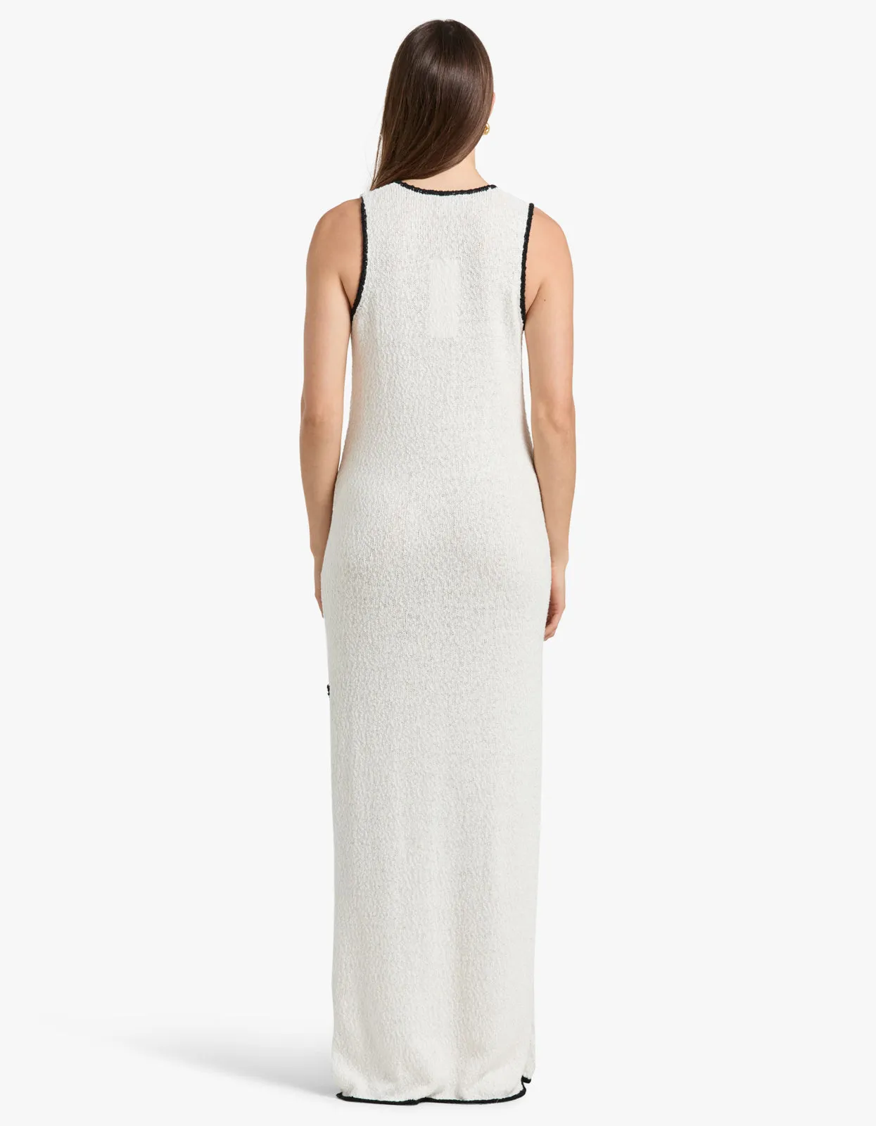 Lena Plunged Maxi Dress - Ivory/Black