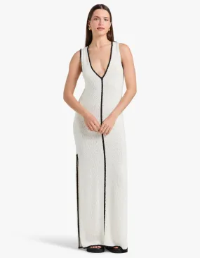 Lena Plunged Maxi Dress - Ivory/Black