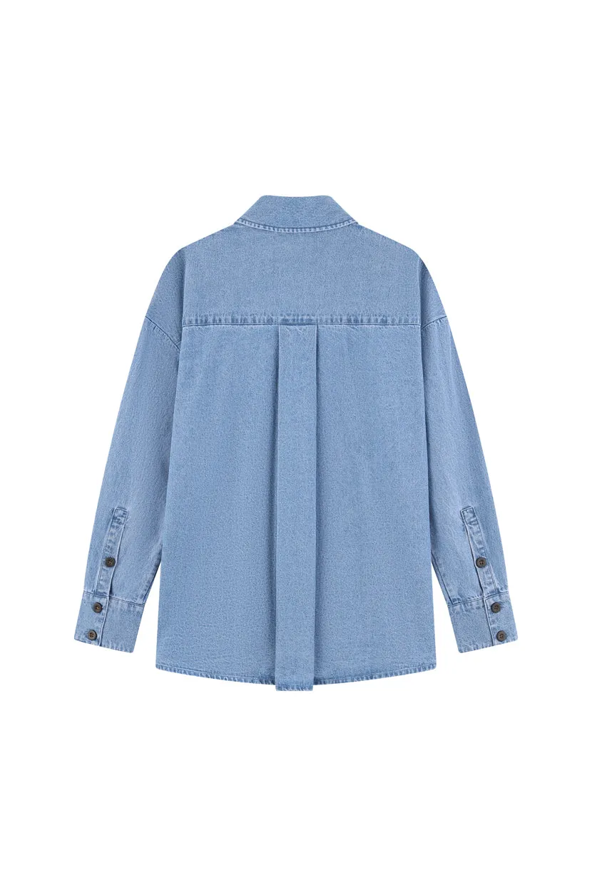 Lloyd Embroidery Shirt - Denim Blue