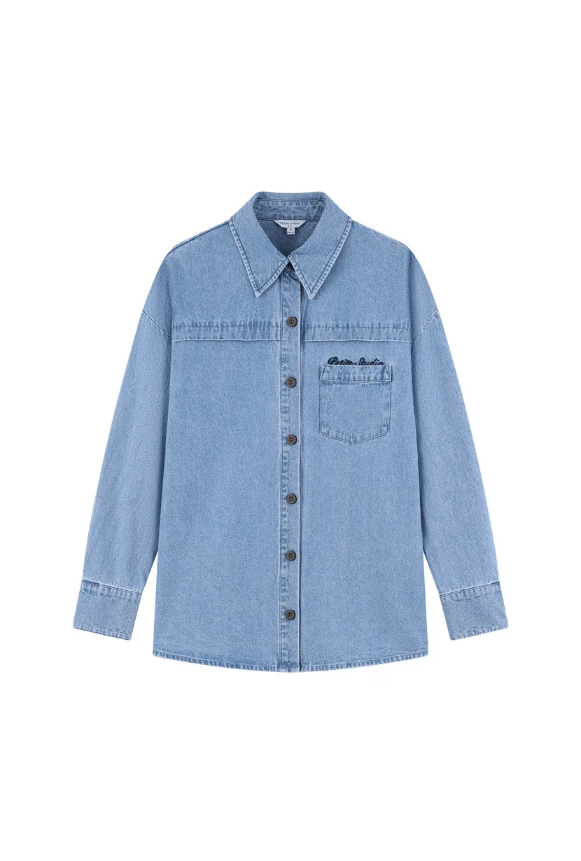 Lloyd Embroidery Shirt - Denim Blue