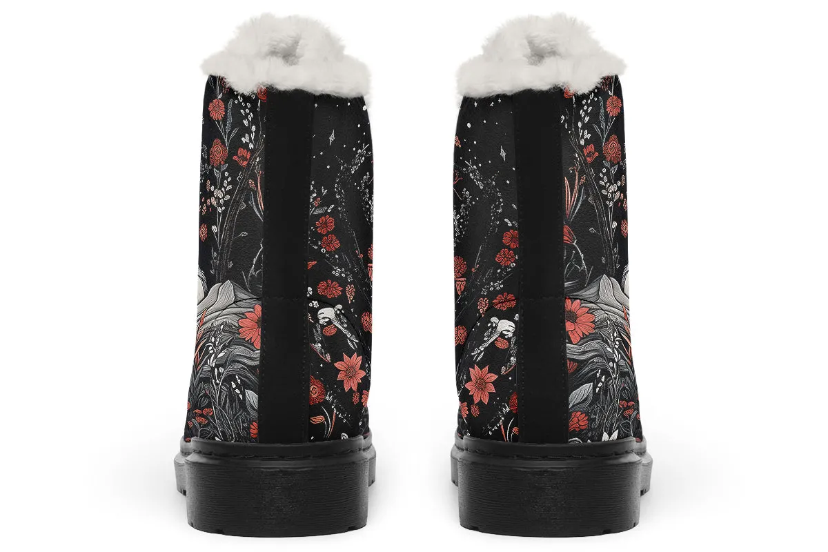 Lone Wolf Winter Boots - Warm Micro-Suede Doc-Style Boots Lined with Vegan Wool