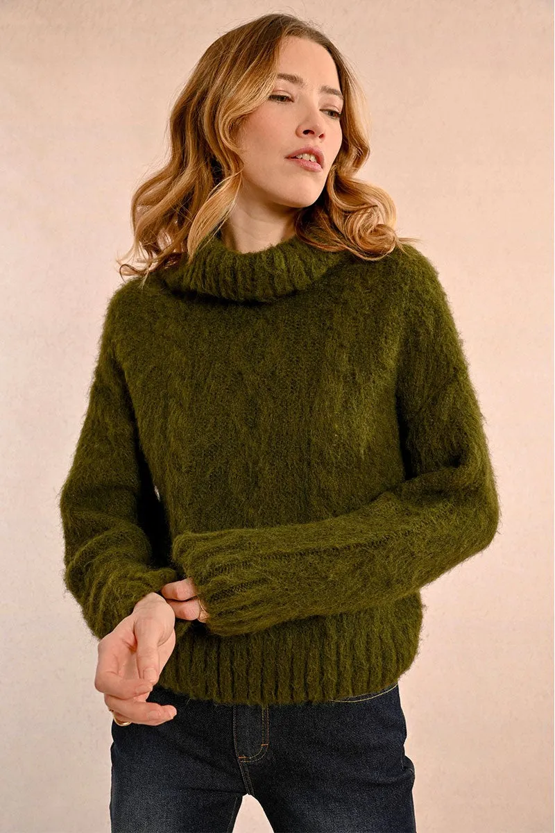 Molly Bracken Khaki Thick Knit Sweater