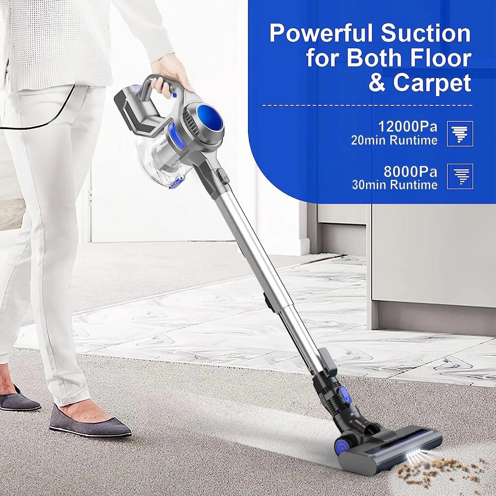 MOOSOO XL-618A 4-in-1 Cordless Vacuum - High Performance, Easy Maneuverability, and Long-lasting Battery Life