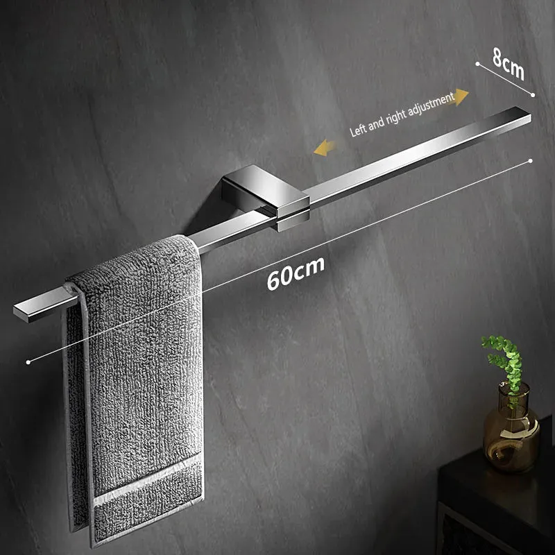 Movable Towel Rack Towel Hanger Bath Towel Holder Wall Mounted Towel Bar