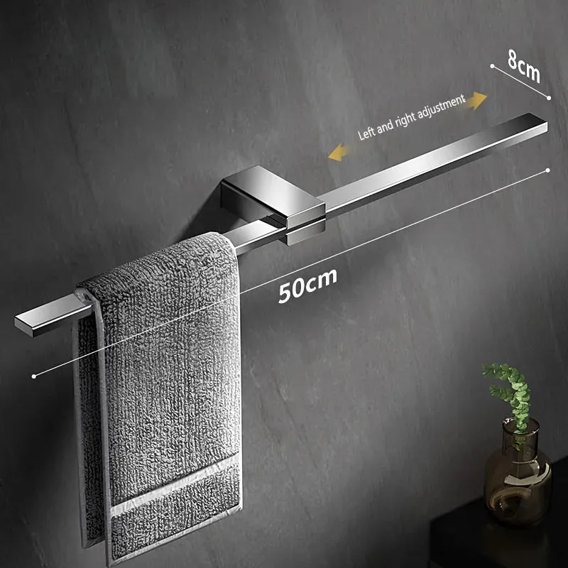 Movable Towel Rack Towel Hanger Bath Towel Holder Wall Mounted Towel Bar