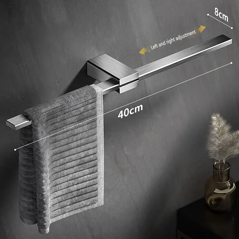 Movable Towel Rack Towel Hanger Bath Towel Holder Wall Mounted Towel Bar