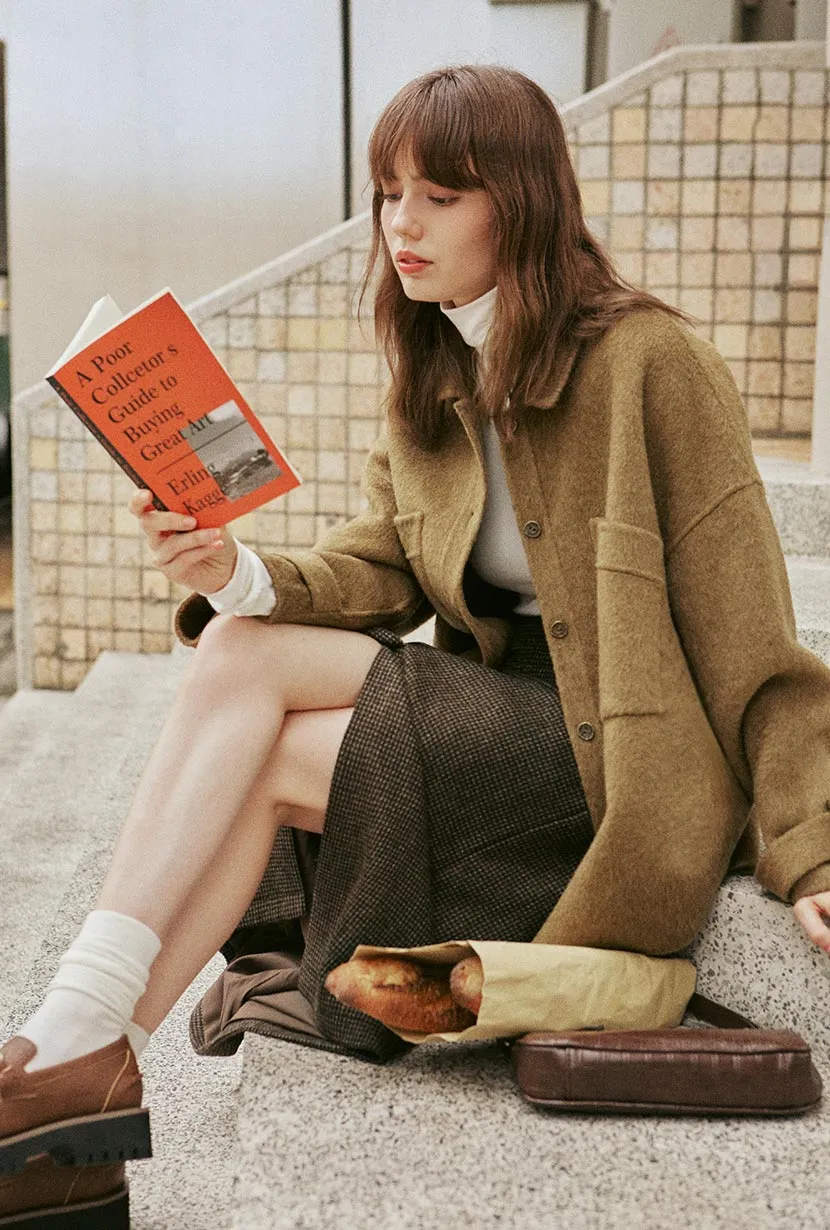 Newton Oversized Wool Jacket - Olive Brown