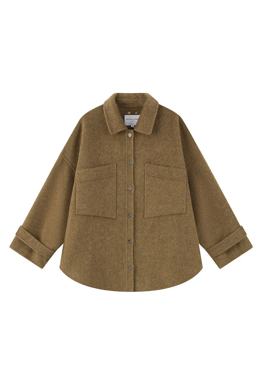 Newton Oversized Wool Jacket - Olive Brown