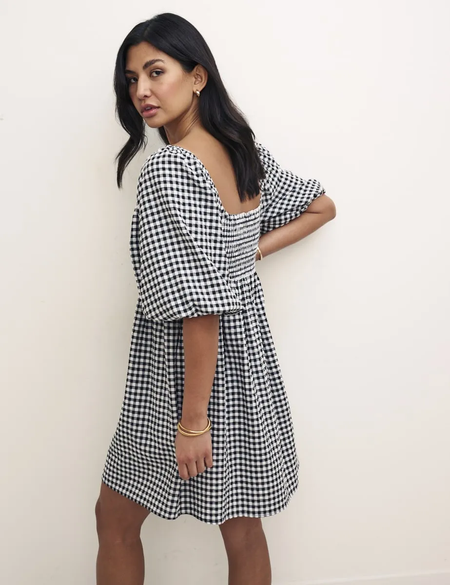 Petite Black Gingham Kylie Mini Dress