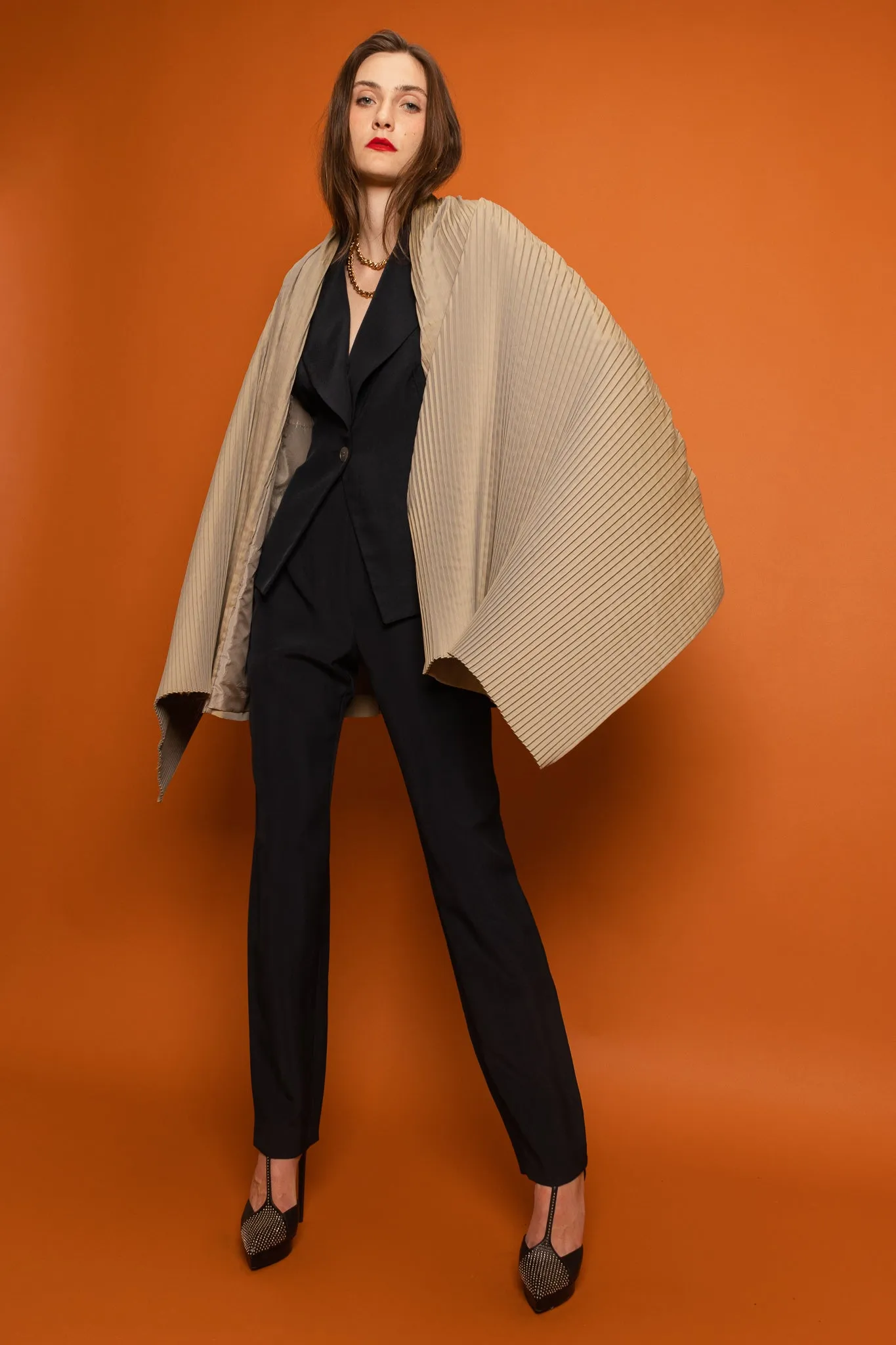 Pleated Cape Blazer