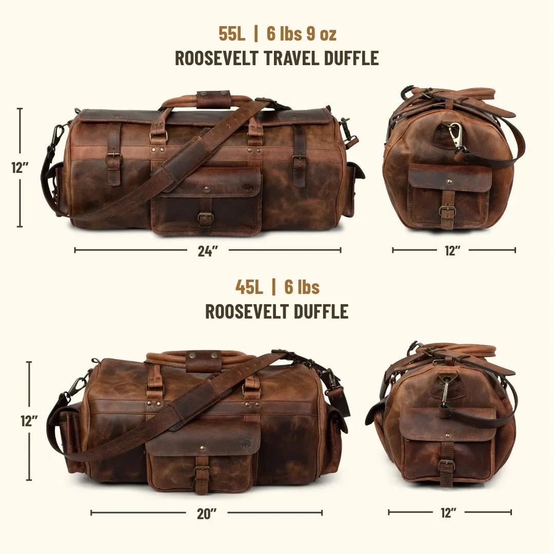 Roosevelt Buffalo Leather Travel Duffle Bag | Dark Oak