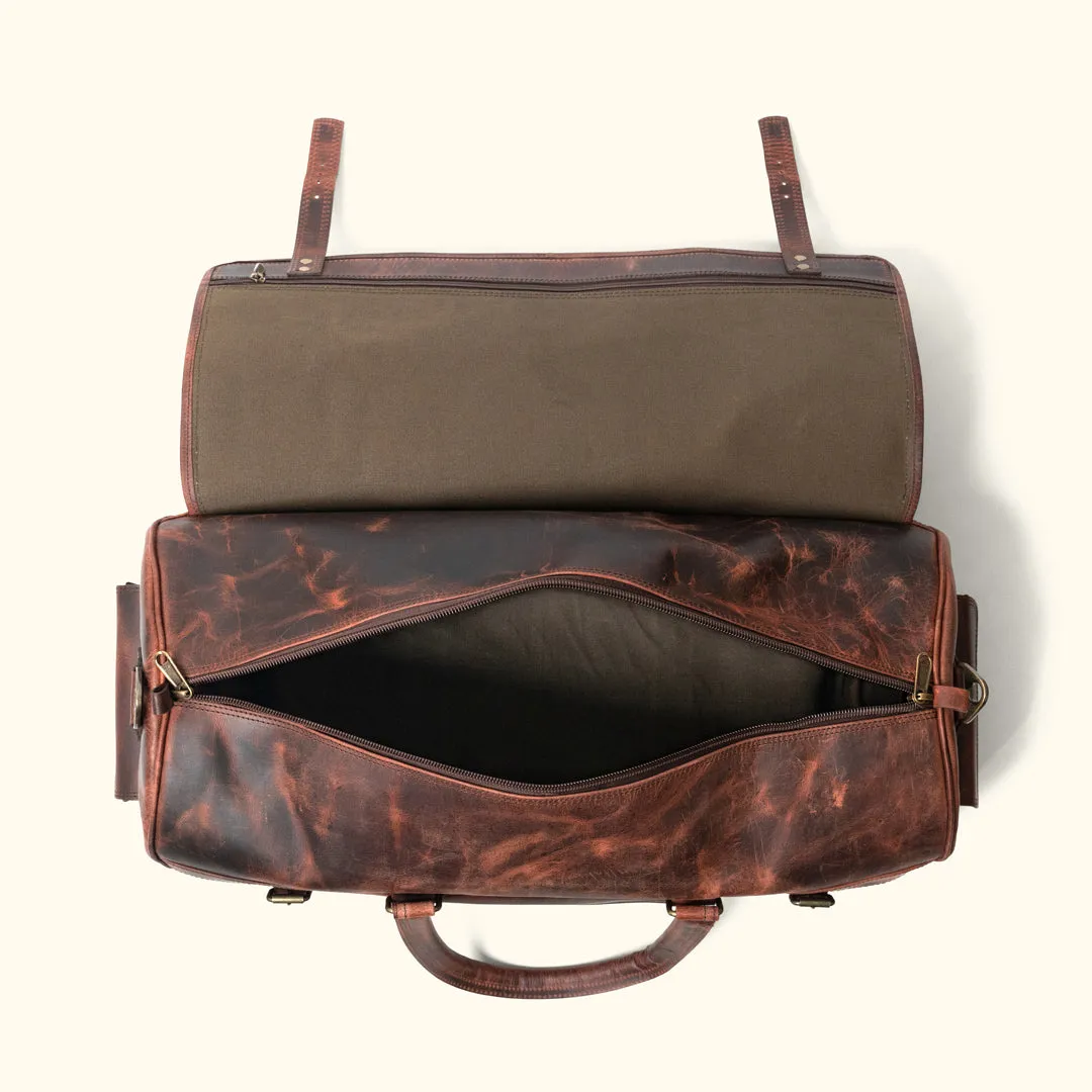 Roosevelt Buffalo Leather Travel Duffle Bag | Dark Oak