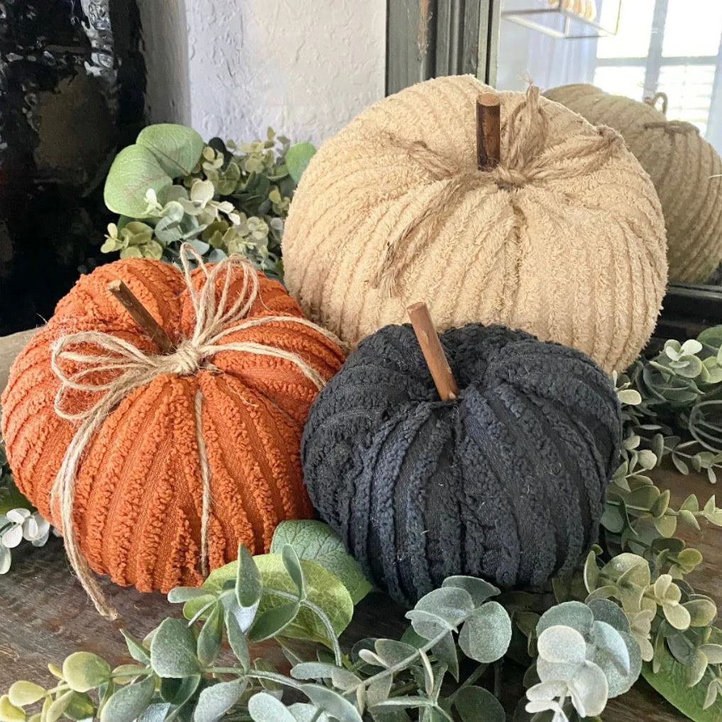 Set/3 Chenille Pumpkins