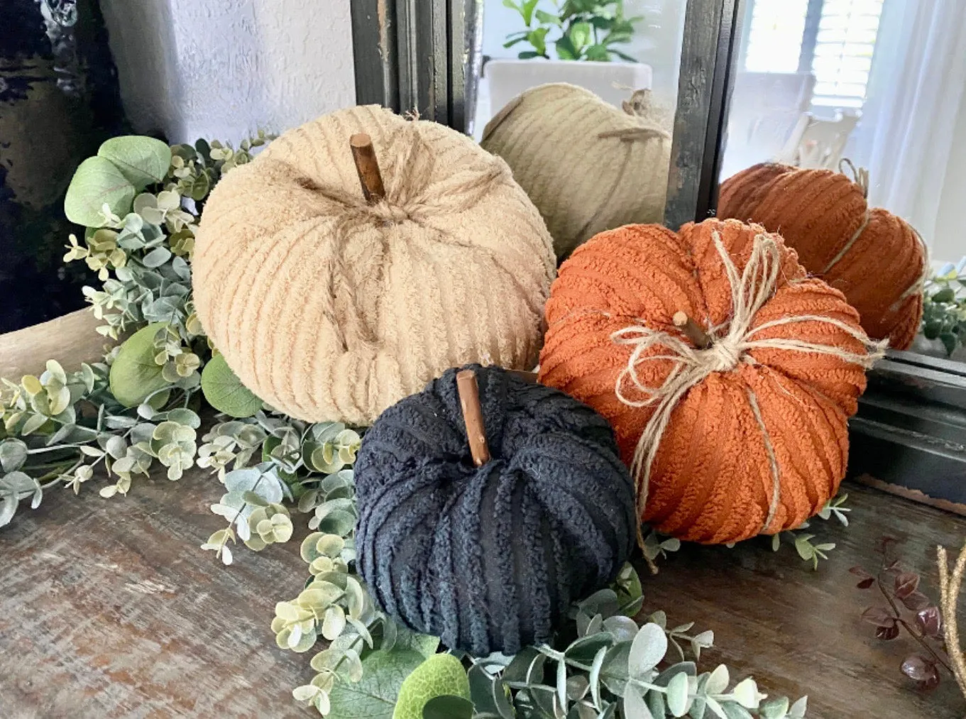 Set/3 Chenille Pumpkins