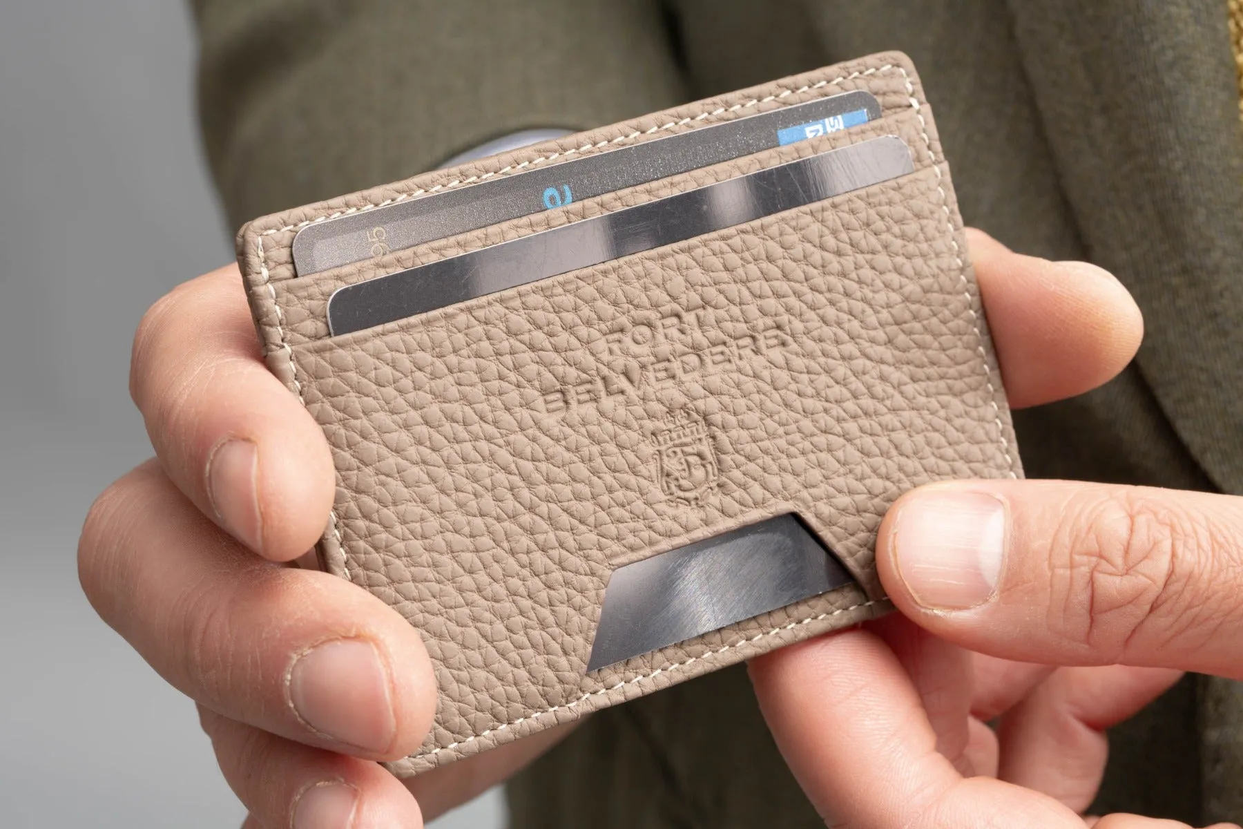 Slim Boardroom Taupe Togo Leather Cardholder Wallet