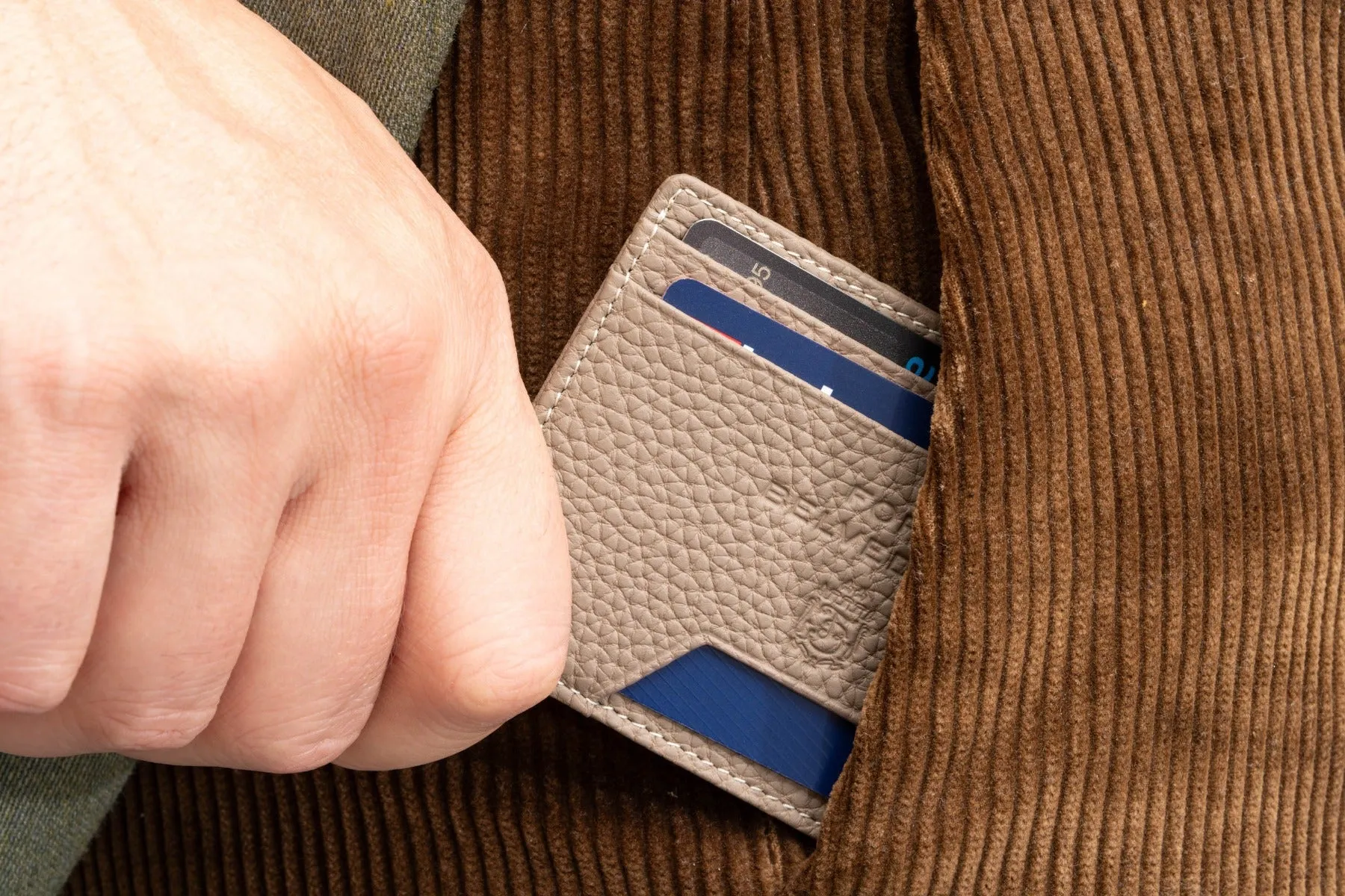 Slim Boardroom Taupe Togo Leather Cardholder Wallet