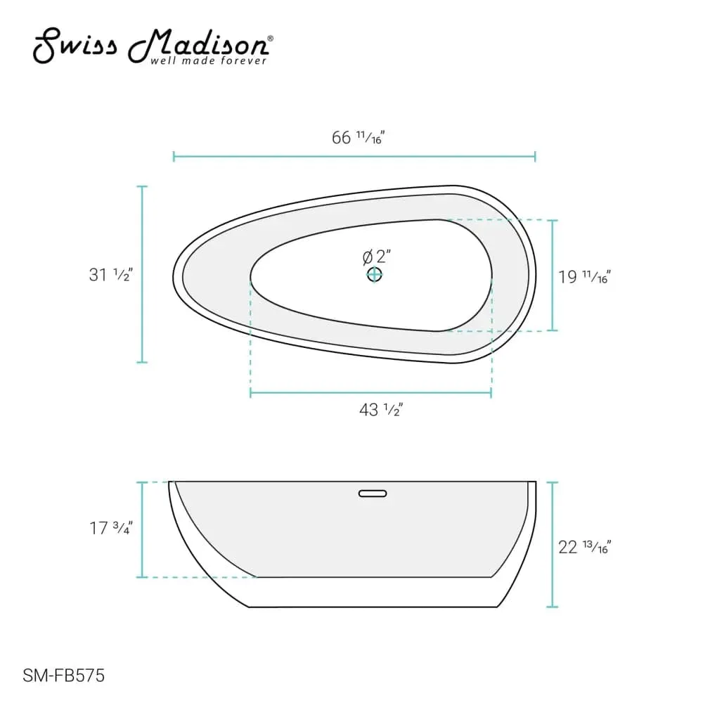 Swiss Madison Monaco 67 Freestanding Bathtub