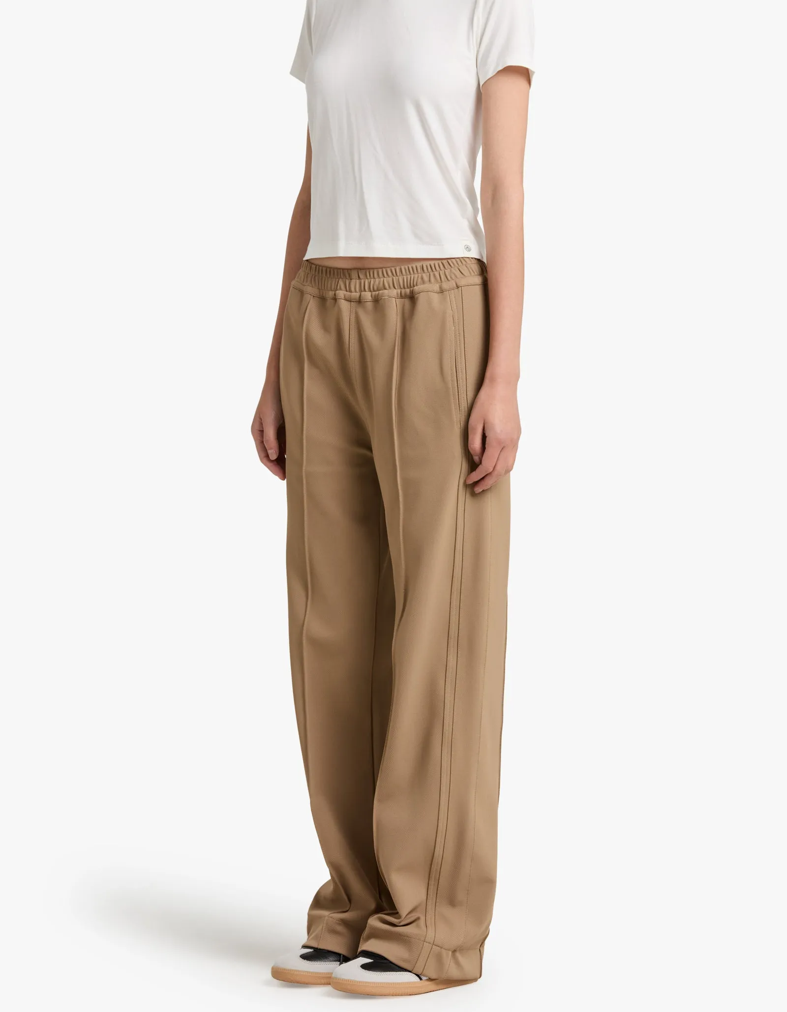 Twill Pinstitch Detail Pant - Tan