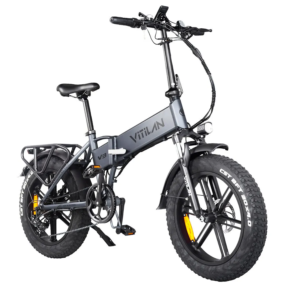 Vitilan V3 Electric Folding Bike 20 Fat Tires 750W Brushless Motor 48V 13Ah Battery