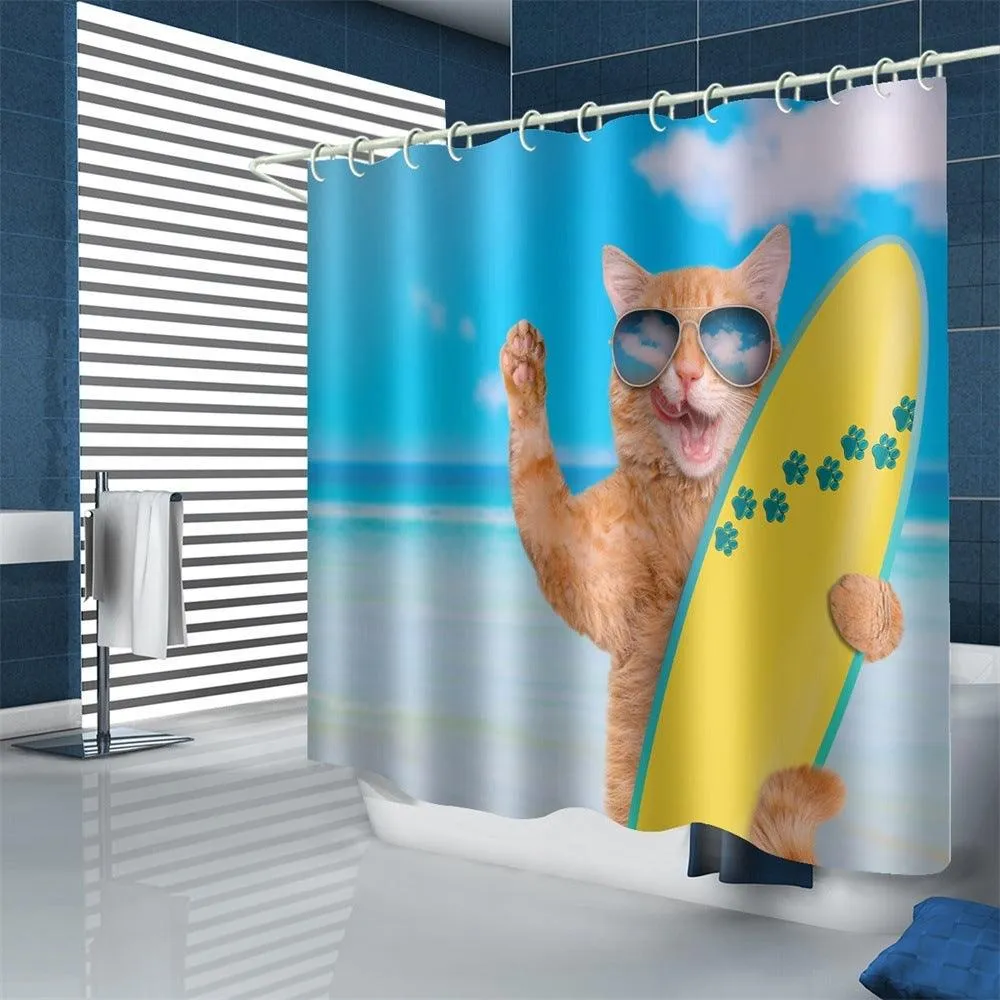 Waterproof Polyester Shower Curtain with Modern Design and Customizable Logo Options