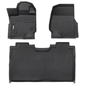 WEIZE Floor Mats Fit for Ford F-150/ F150 Lightning SuperCrew Cab 2015-2024 (Not Fit Rear Seat with Under-Seat Fold Flat Storage) 1st & 2nd Row Seat All-Weather TPE Floor Liner, Black