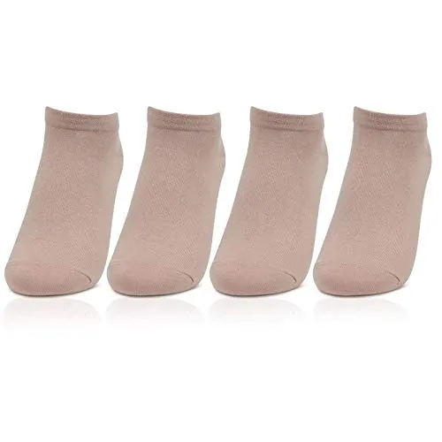 Women's Plain Cotton Secret Length Socks in Skin Color - Pack of 4