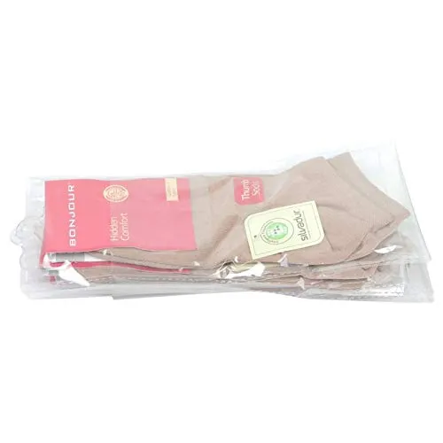 Women's Plain Cotton Secret Length Socks in Skin Color - Pack of 4