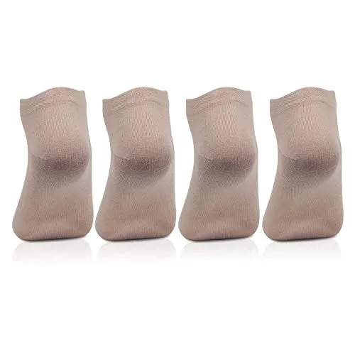 Women's Plain Cotton Secret Length Socks in Skin Color - Pack of 4