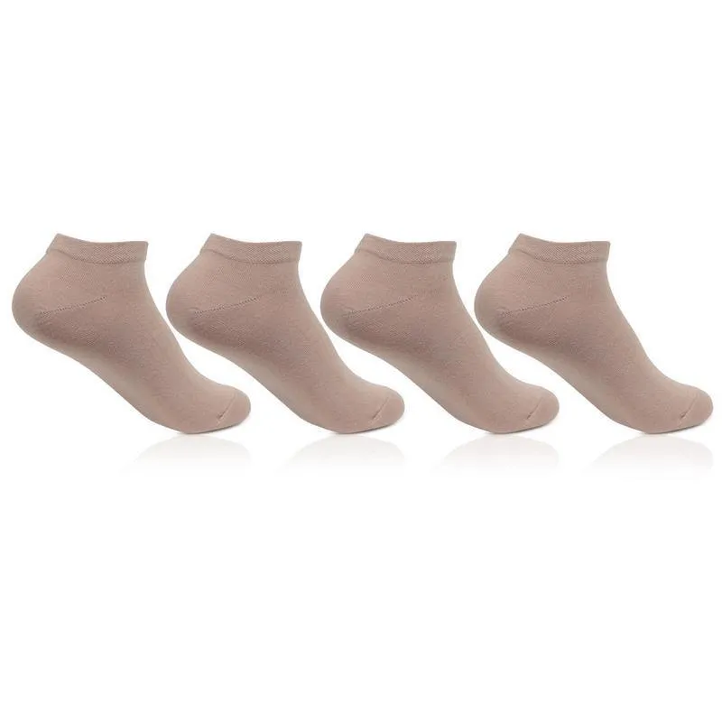 Women's Plain Cotton Secret Length Socks in Skin Color - Pack of 4